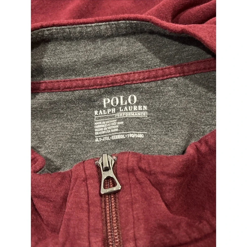 Polo Ralph Lauren Sweater Mens Size 4LT  Color Wine 1/4 Zip Pullover Blue Pony
